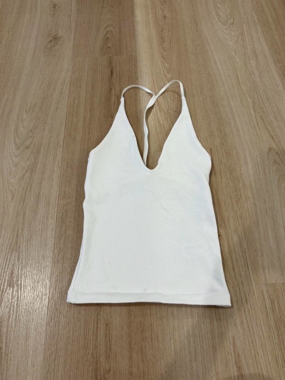 Zara white V-Neck Halter Tank Top